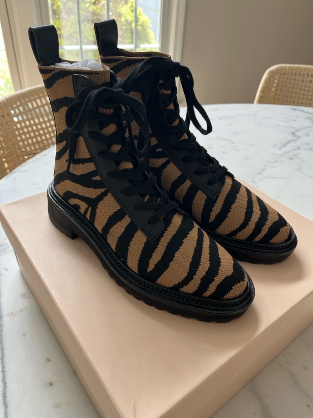 Loeffler Randal Brady knit boots in zebra